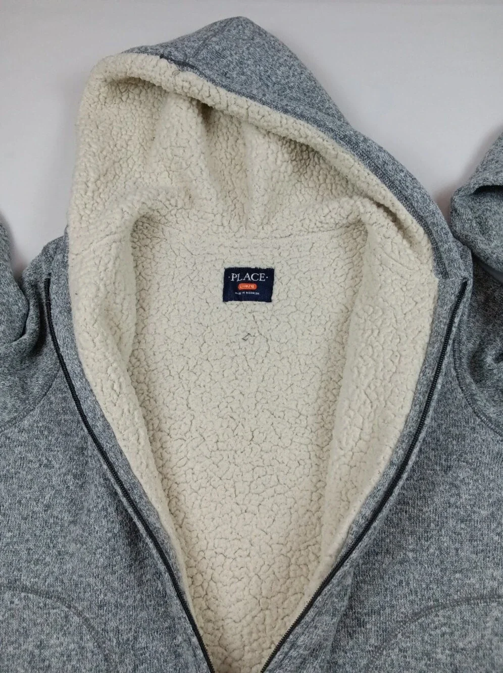 The Children's Place Gray Sherpa Lined Zip Hoodie Youth Size 10/12